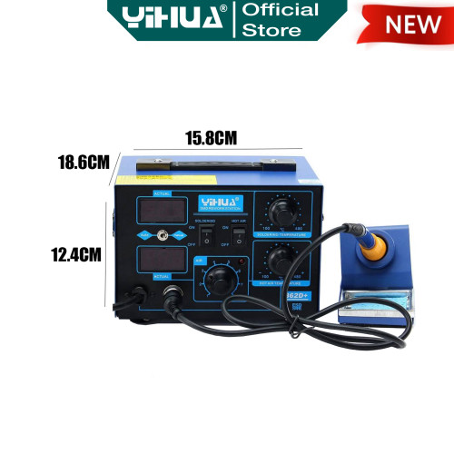 Yihua 862D+ Blower Solder Uap Hot 2 IN 1 Soldering Station Digital ORI