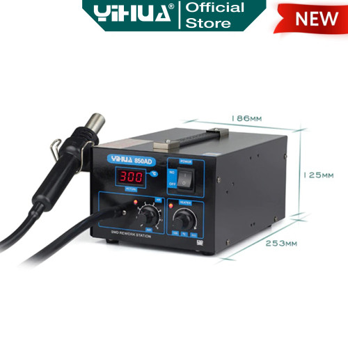 Yihua 850AD Blower Solder Uap Digital Hot Gun SMD Rework Station ORI