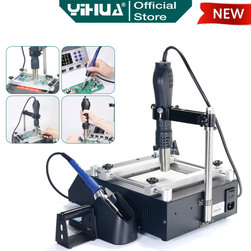 Yihua 853AAA+ Blower Solder Uap 3 IN1 Preheating Soldering Station ORI