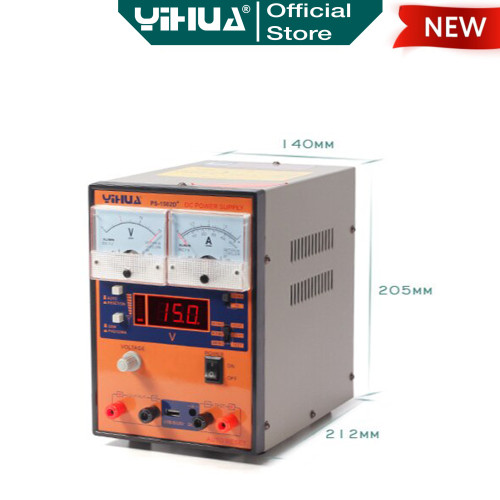 Yihua 1502D+ Power Supply Digital Analog 2A 15V + Kabel 2 Amper ORI