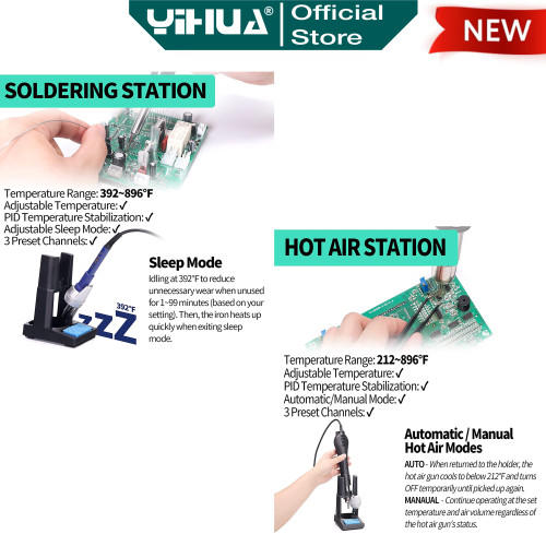 Yihua 853D 5A-II Blower Uap 3 IN 1 Solder Station Power Supply 5A 30V