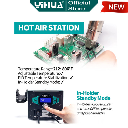 Yihua 938BD+-II Blower Solder Uap Hot Air Gun Soldering Station 110W