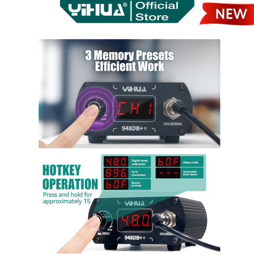 Yihua 948DB+II Solder Station Mata T12 3CH Soldering Digital Auto ORI