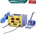 Yihua 882D+ Blower Solder Uap Hot Air Gun 2 IN 1 Soldering Station ORI