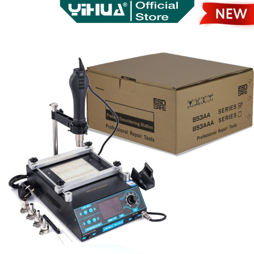 Yihua 853AA Blower Uap Hot Air Gun SMD Rework 2 IN 1 Preheater Preheat