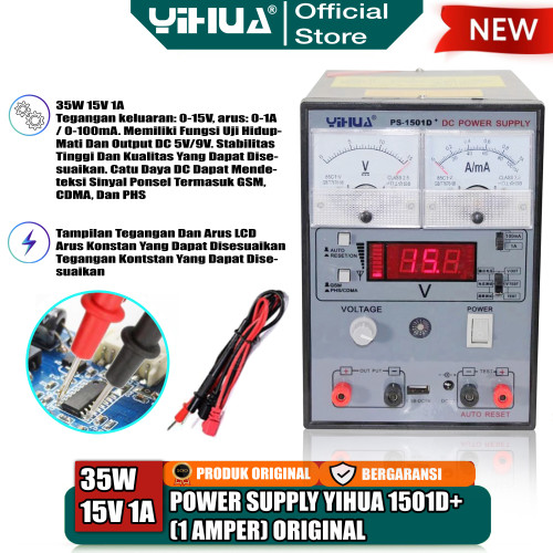 Yihua 1501D+ Power Supply HP Manual 1A Pulus Kabel 15V 1Amper Original