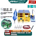 Yihua 853D+ Solder Station 3 IN1 Blower Uap Hot Gun + Power Supply 3A