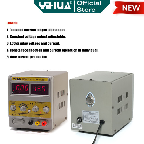 Yihua 1502DD+ DC Power Supply Digital Hp Ponsel 0-15V 0-2A 0-500mA ORI