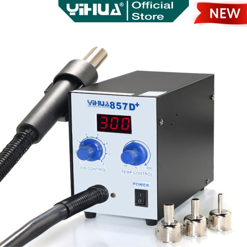 Yihua 857D+ Blower Solder Uap Digital SMD HotT Air Rework Vortex Fan