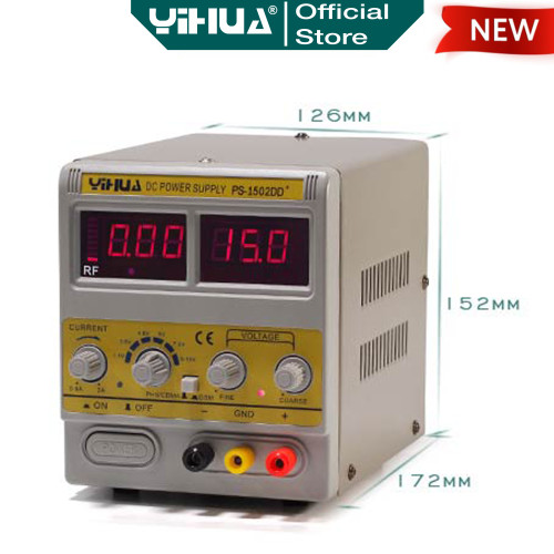 Yihua 1502DD+ DC Power Supply Digital Hp Ponsel 0-15V 0-2A 0-500mA ORI
