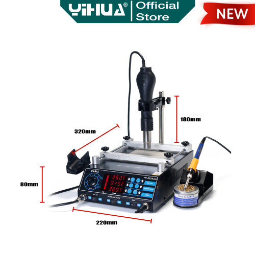 Yihua 853AAA Blower Uap Hot Air Gun Solder Station 3 IN1 Preheater ORI