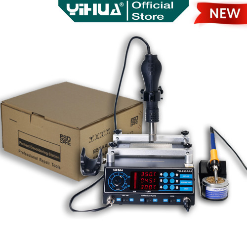 Yihua 853AAA Blower Uap Hot Air Gun Solder Station 3 IN1 Preheater ORI