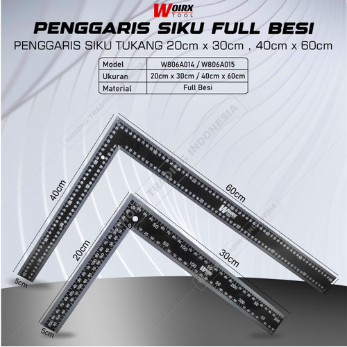 Penggaris Siku Meter Siku Tukang Full Besi 20x30cm 40x60cm