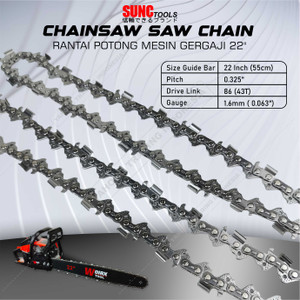 Rantai Mesin Gergaji 325 22" Inch 86E 34T Rantai Potong