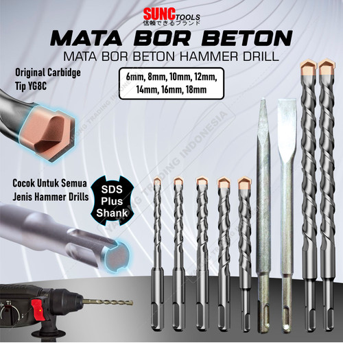 Mata Bor Beton Hammer Drill SDS Mata Bobok Bor Beton Tembok