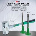 Alat Pahat Batu Beton Lancip Pipih 8 inch + Palu Bogem Batu 2LB 3LB