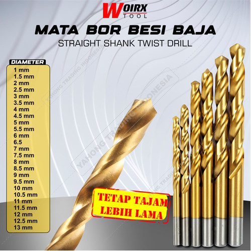 Mata Bor Besi Baja Kuningan 1 2 3 4 5 6 7 8 9 10 11 12 13mm