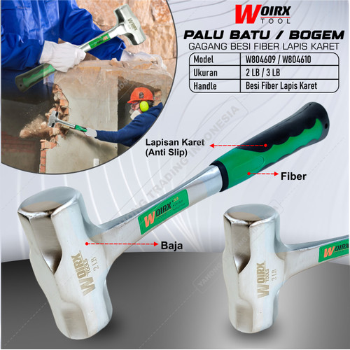 Palu Batu Besi Bogem 2LB 1kg 3LB 1.5kg Gagang Fiber