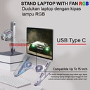 Meja Laptop Stand Laptop Besi Aluminium Kipas Laptop Lipat