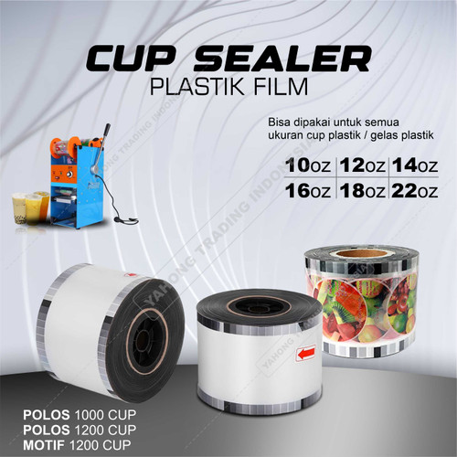 Plastik Roll LID CUP SEALER Pres Minuman 1000 1200 CUP POLOS MOTIF