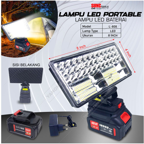 Lampu LED Portable 8" inch Tenaga Baterai SUNC TOOLS