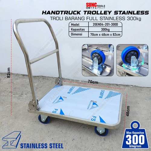 Troli Barang Trolli Stainless Troly Handtruck Trolley 300kg