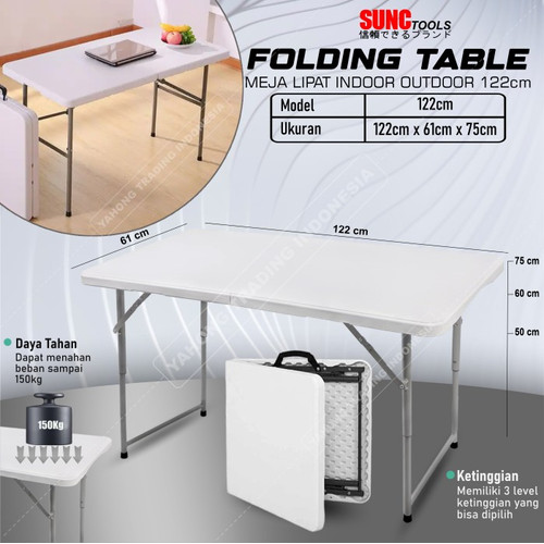 Meja Lipat Jualan Portable Meja Outdoor Indoor Meja Makan Meja Komputer 122cm