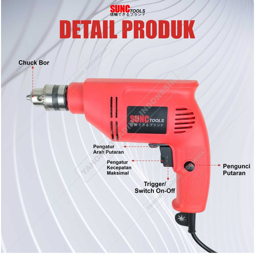 Mesin Bor Listrik 10mm Bor Impact Drill 13mm Bolak Baliik