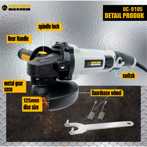 UNICORN Angle Grinder 5 inch 125mm 980W Gerinda Tangan Listrik