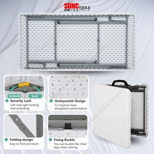 Meja Lipat Jualan Portable Meja Outdoor Indoor Meja Makan Meja Komputer 122cm