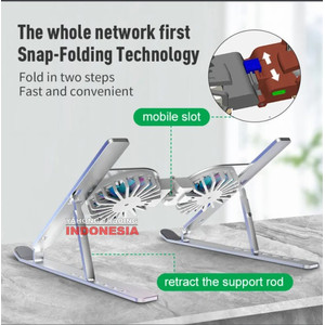 Meja Laptop Stand Laptop Besi Aluminium Kipas Laptop Lipat