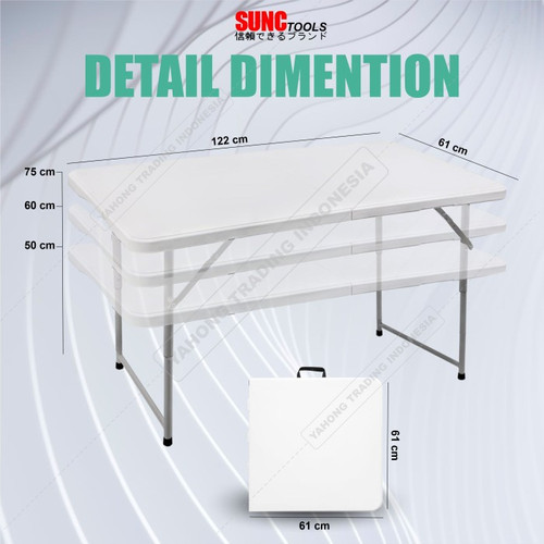 Meja Lipat Jualan Portable Meja Outdoor Indoor Meja Makan Meja Komputer 122cm