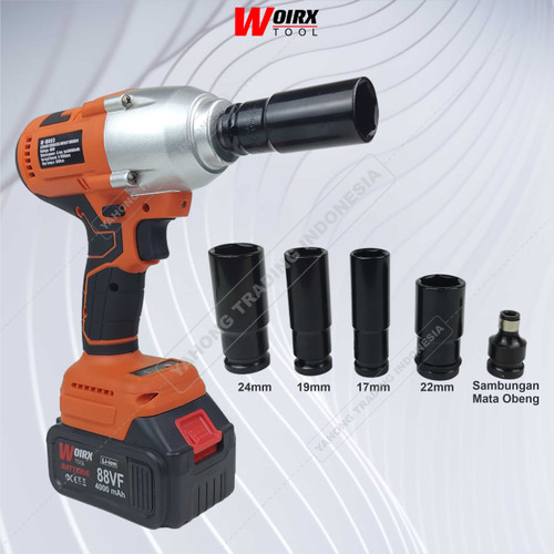 WOIRX TOOL Mesin Impact Wrench Baterai Kunci Shock Pas 88V 88Vf