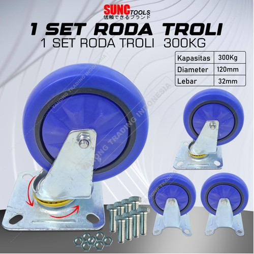 Roda Troli universal Trolley Wheel 1 Set 300kg