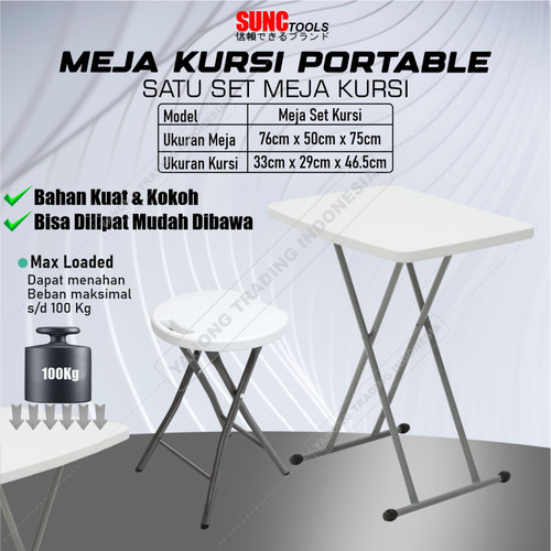 Satu Set Meja Lipat Kursi Lipat Portable Serbaguna Meja Laptop Kerja