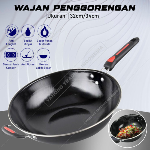 Wok Pan Wajan Penggorengan Anti Lengket 2 Gagang