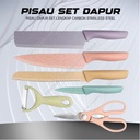 Pisau Dapur Lengkap Warna Pastel 6pcs Kitchen Knife Set 6 pcs in 1