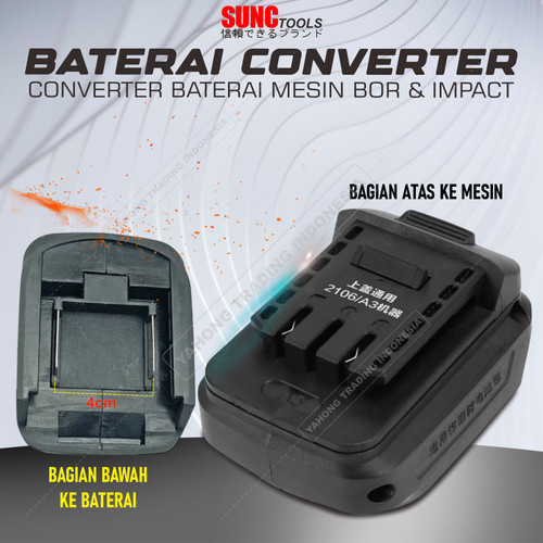 Adapter Converter Konverter Sambungan Baterai Impact Drill Bor