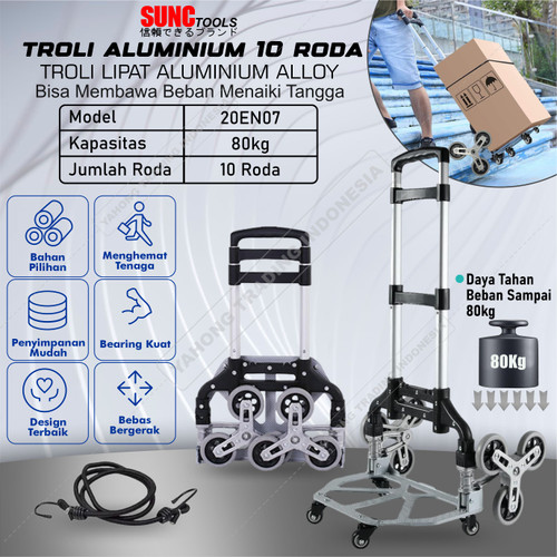 Troli Trolley Lipat Pendaki Tangga Aluminium Alloy Ringan 10 Roda