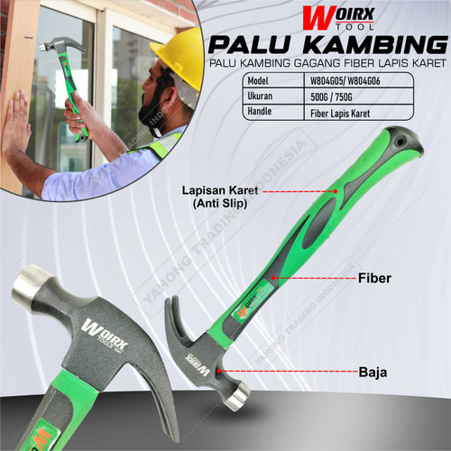 Palu Kambing 0.5kg 0.75kg Martil Hammer Gagang Fiber