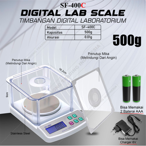 Timbangan Digital SF-400C 600g 0.01g Timbangan Dapur Bubuk Obat Emas