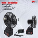 SUNC TOOLS Kipas Angin Besi 6" inch Fan Portable Baterai