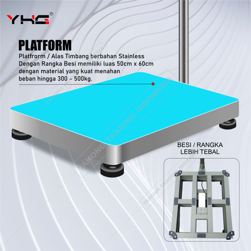 Timbangan Barang Digital YHG A12E DUAL DISPLAY 50cm x 60cm 300kg 500kg