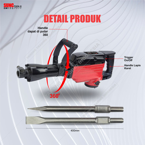 Mesin Bobok Jack Hammer Drill Demolition Hammer 1240W SUNC TOOLS