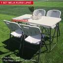 1 SET Meja Lipat Kursi Lipat Portable Meja Makan Belajar Laptop 122cm