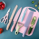 Pisau Dapur Lengkap Warna Pastel 6pcs Kitchen Knife Set 6 pcs in 1