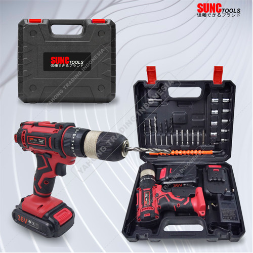 SUNC TOOLS Cordless Drill Set 36V Mesin Bor Baterai Obeng Kunci 36 V