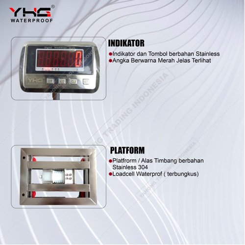 Timbangan Digital 300kg 0.05kg Bench Scale YHG Waterproof Anti Air