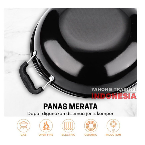 Wok Pan Wajan Penggorengan Anti Lengket Double Handle