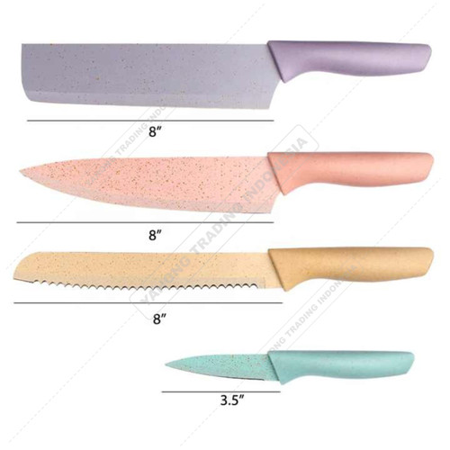 Pisau Dapur Lengkap Warna Pastel 6pcs Kitchen Knife Set 6 pcs in 1